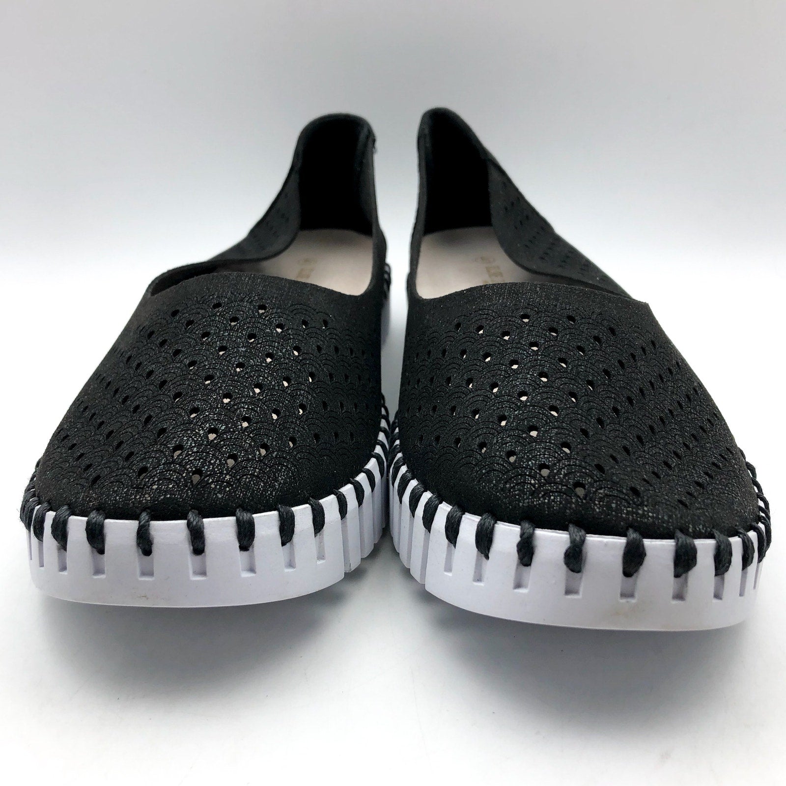 ILSE JACOBSEN Women's Tulip Ballet Flats EU 38 US 8 Black Laser-Cut NWOB