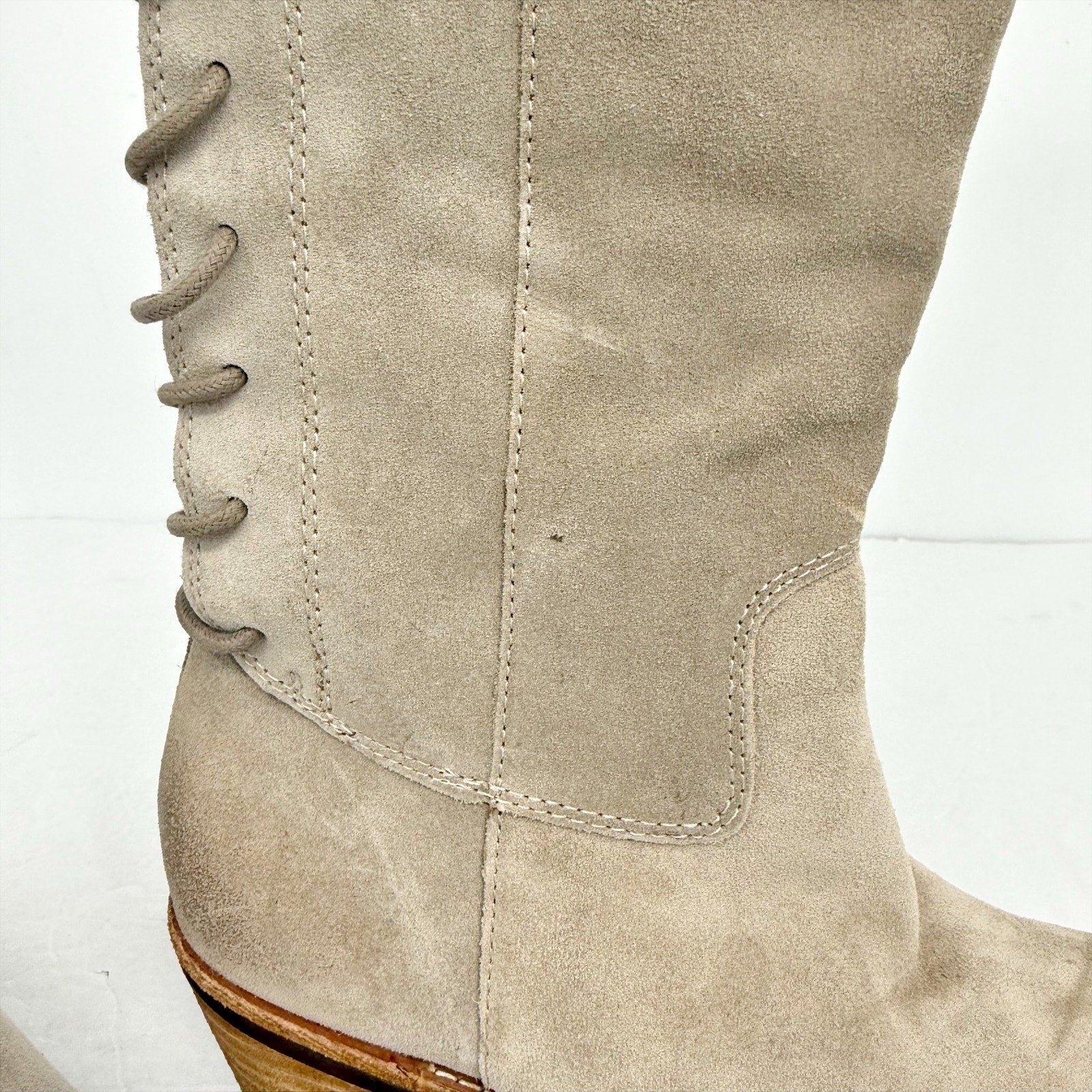 Sofft Womens Sharnell Heel Knee High Boots US 6.5 Beige Suede Waterproof NWOB