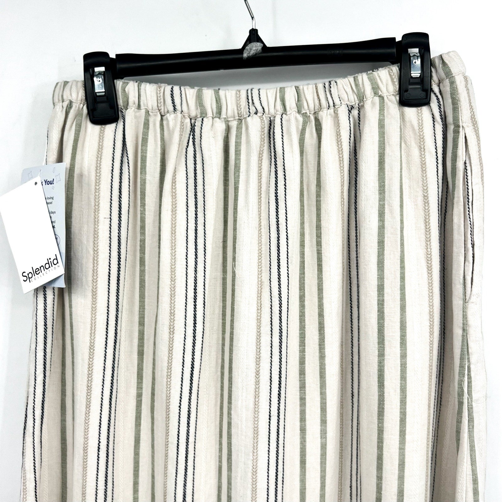 SPLENDID Women's Demi Maxi Skirt XS White Blue Cypress Stripe Button Front NWT
