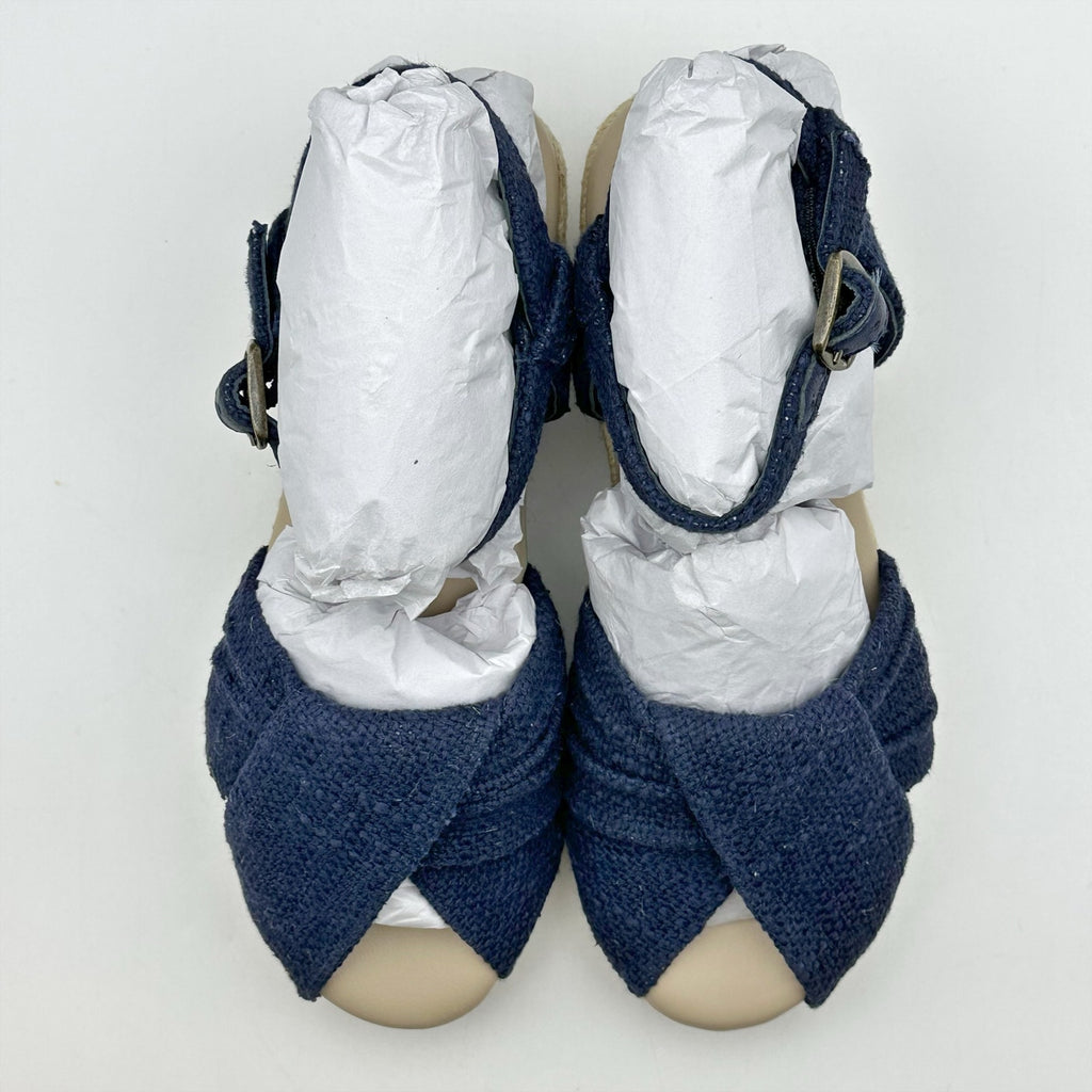 Coldwater Creek Callie Espadrille Sandals Size 6.5 Navy Blue Walk With Me NWOB