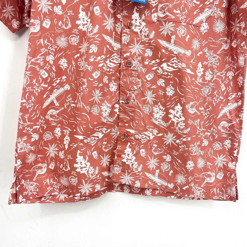 COLUMBIA Mens PFG Trollers Best Short Sleeve Shirt Small Pale Pink White NWT