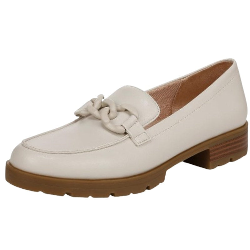 LIFESTRIDE Womens London 2 Lug Sole Loafers Size 9.5M Cream Bone Chain Link NIB