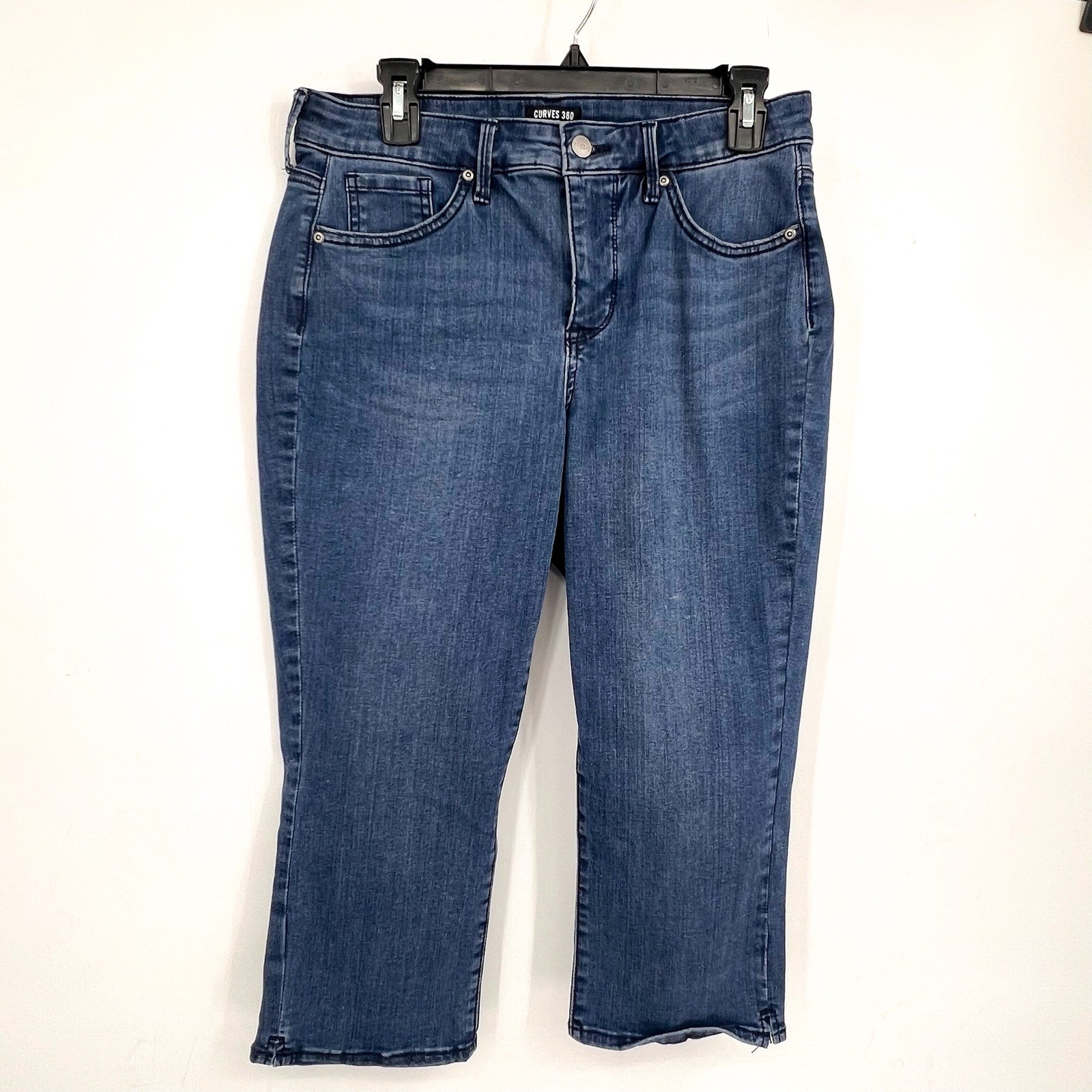 NYDJ Curves 360 Womens Slim Straight Crop Jeans Size 8 Caliente Blue NWOT