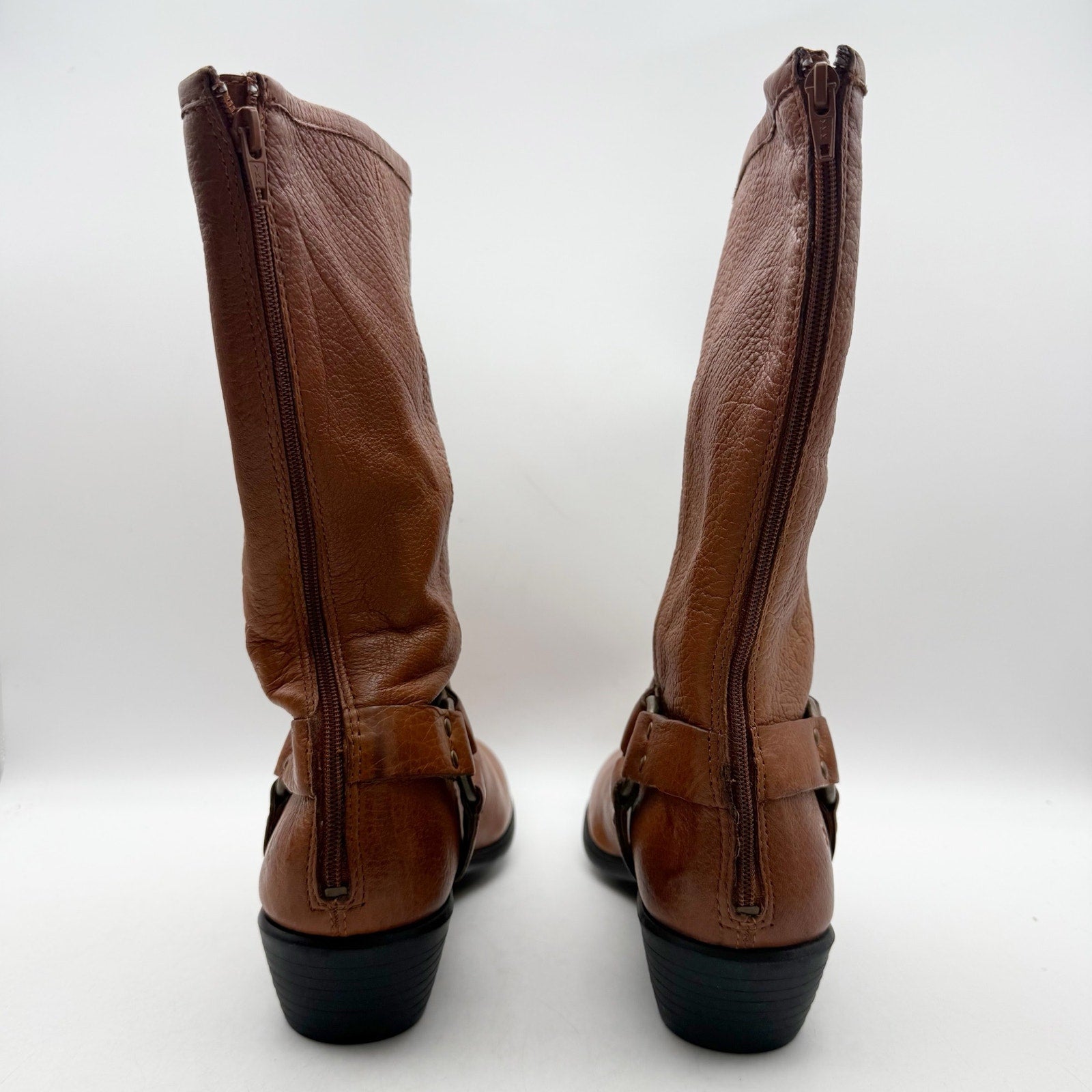 FRYE Kids Phillip Harness Tall Boots US 3.5 Brown Leather NWOB