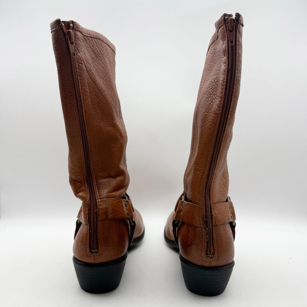 FRYE Girls Phillip Harness Tall Boots Size 3.5 Brown Leather NWOB