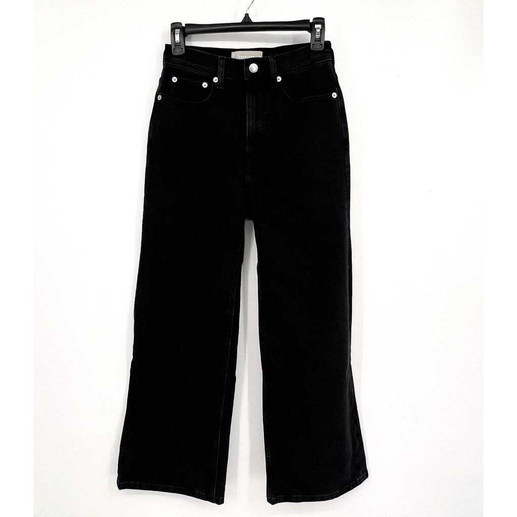 EVERLANE Womens Way-High Sailor Jeans Size 25 US 0 Crop Coal Black Wide Leg NWT