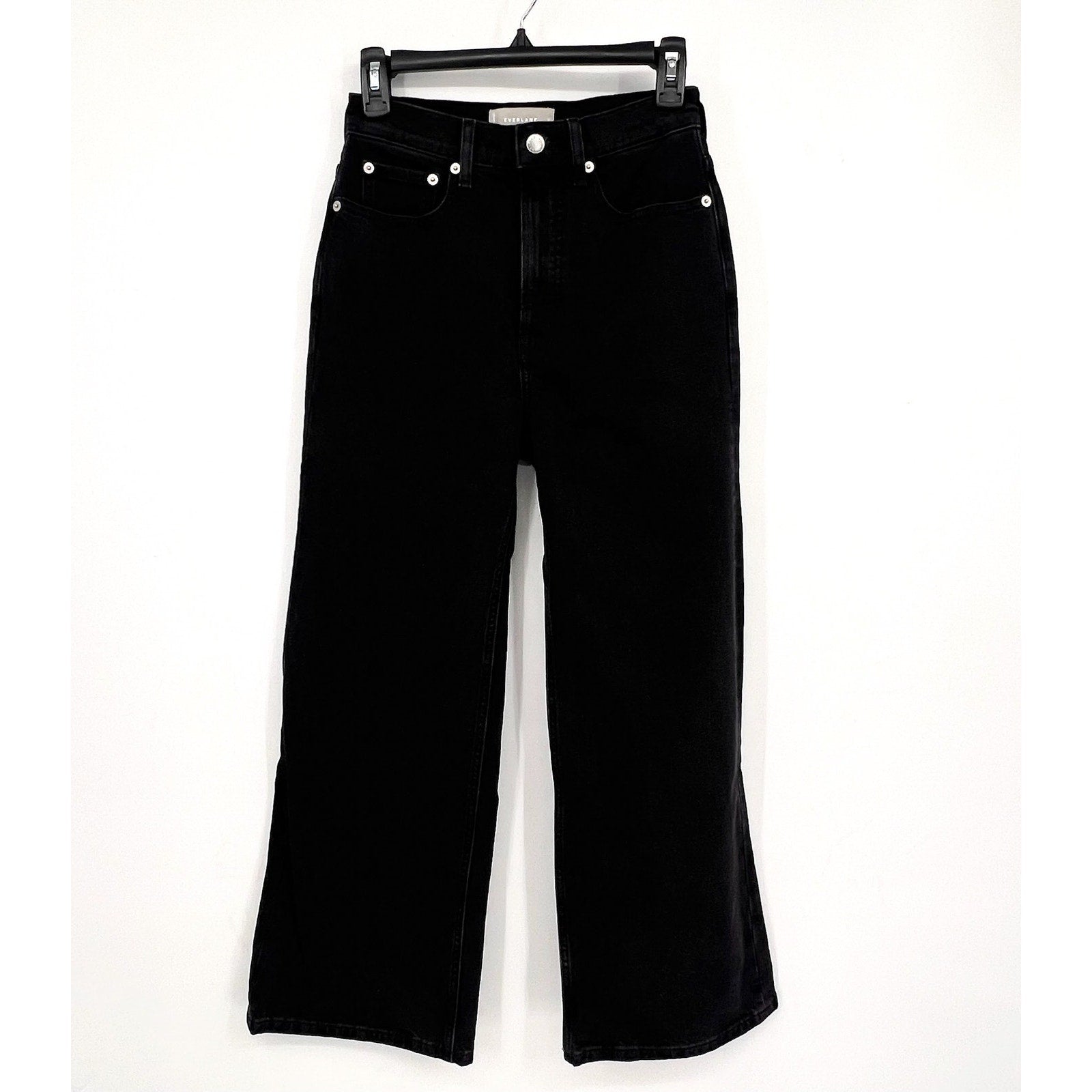 EVERLANE Womens Way-High Sailor Jeans Size 25 US 0 Crop Coal Black Wide Leg NWT