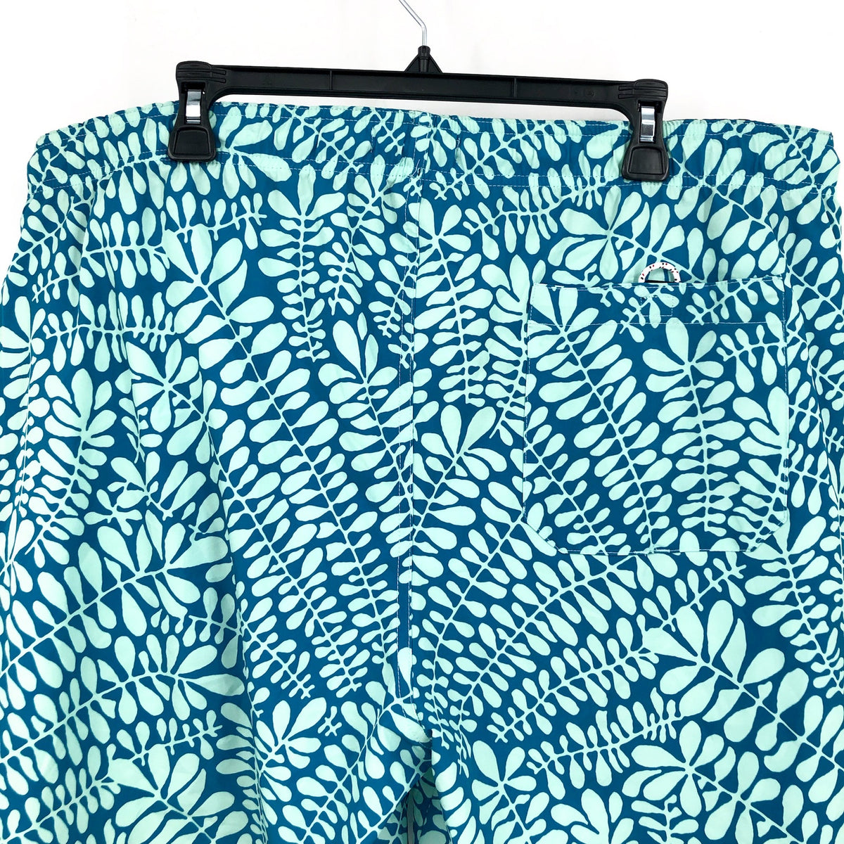 BEN SHERMAN Men's Frond Print Swim Trunks 2XL Blue Aqua Ice Drawstring NWT