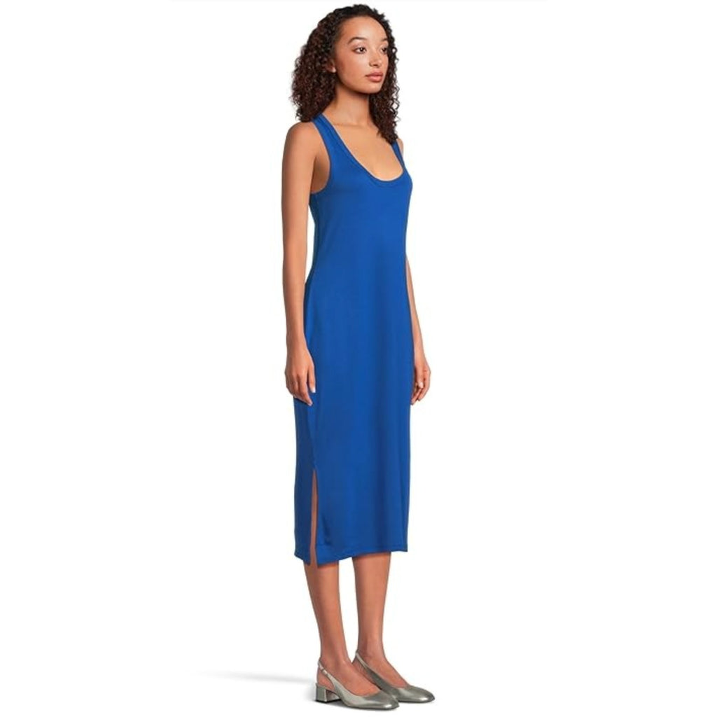 TOMMY BAHAMA Sleeveless Knit Midi Dress Medium Mazarine Blue Drapey Ponte NWT