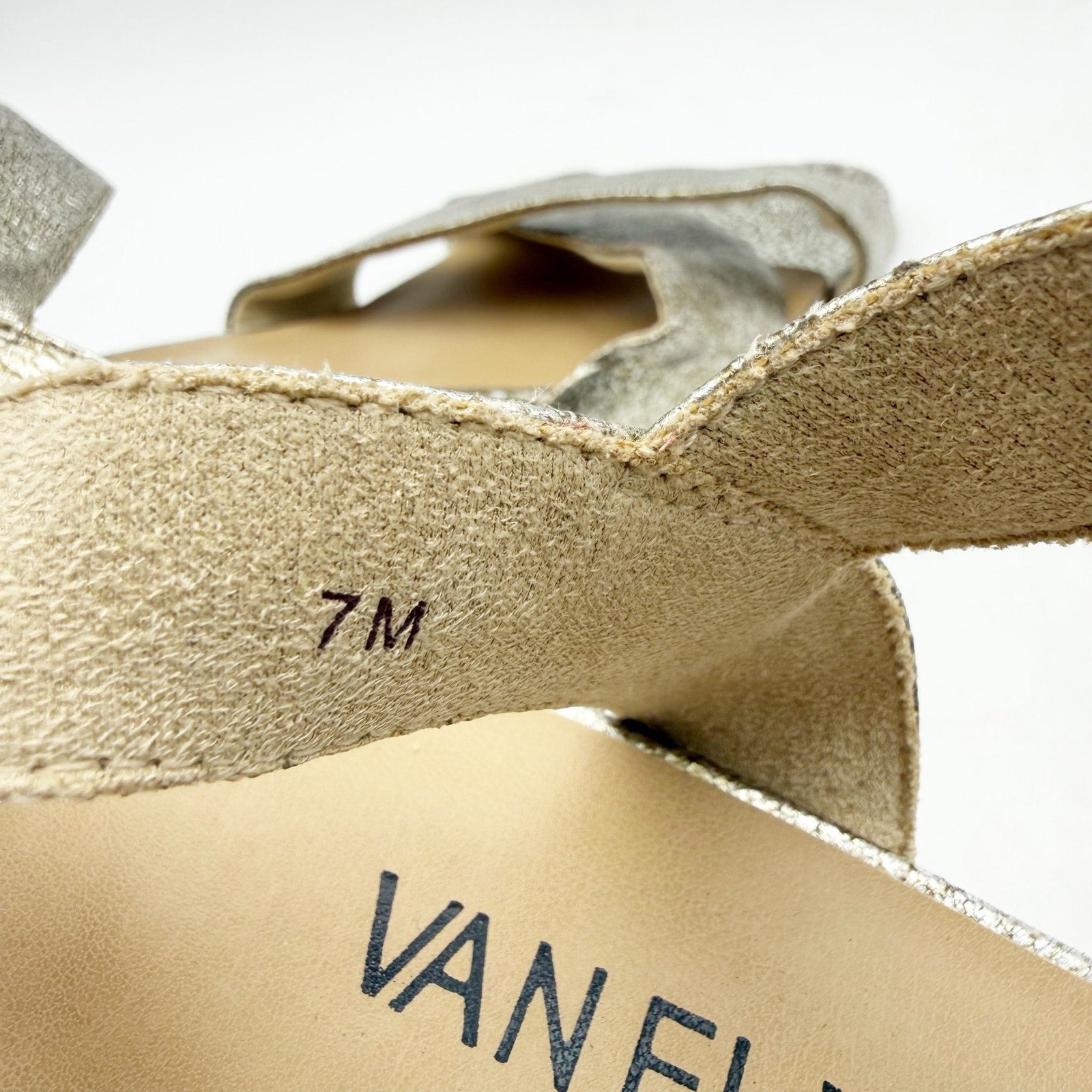 Vaneli Womens Moral Heeled Sandals US 7 M Metallic Gold Leather NWOB