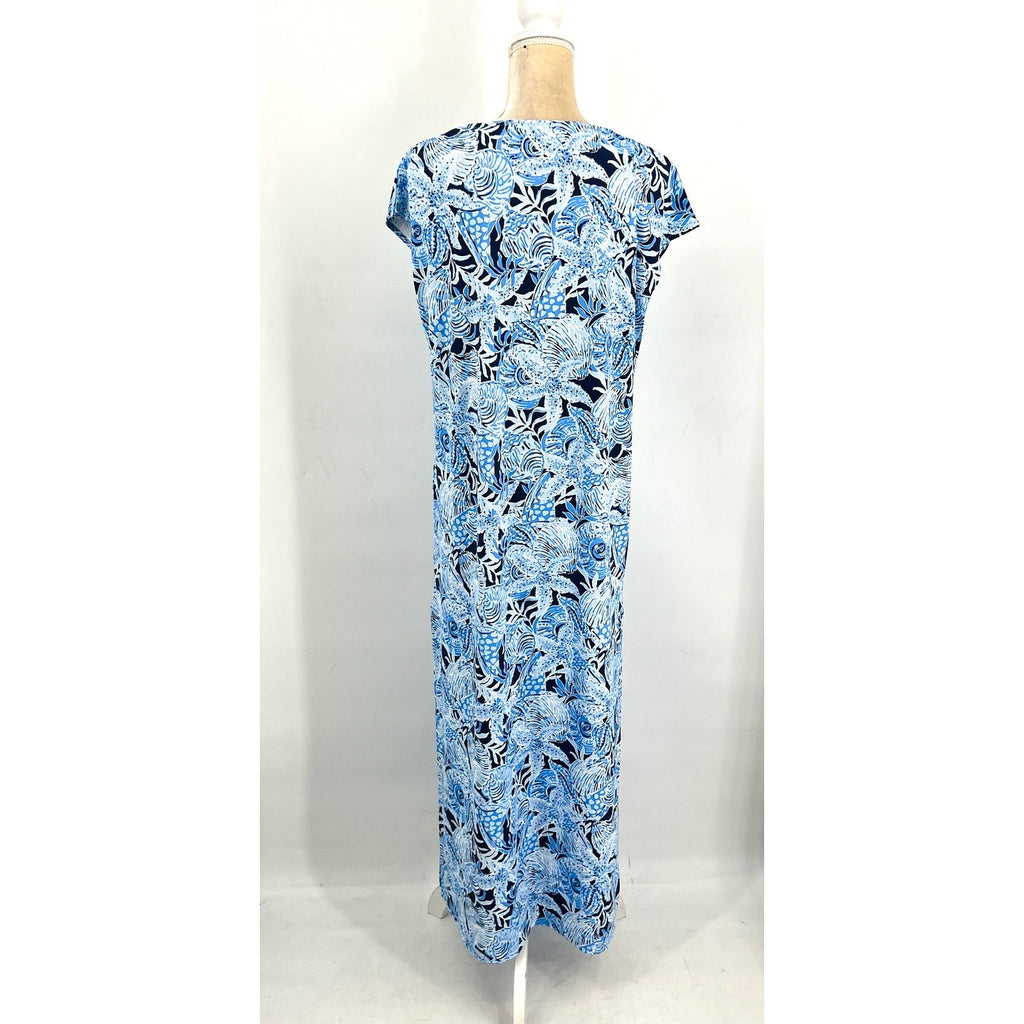 Lilly Pulitzer Talli Maxi Dress MEDIUM Bonaire Blue Coastal Cover Up Casual NWT