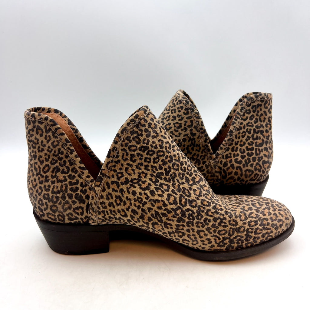 LUCKY BRAND Women's Baley 2 Ankle Bootie Size 5M Brown Leopard Suede NWOB