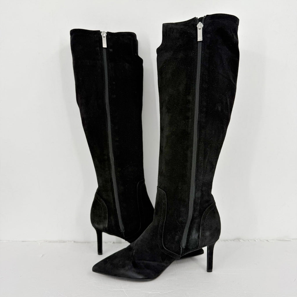 Aquatalia Womens Knee High Boots US 7.5 M EU 38 Black Suede NWOB