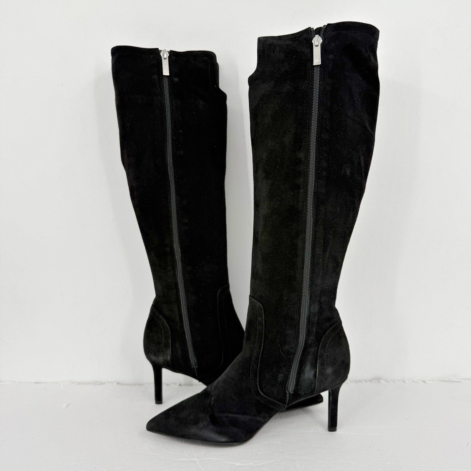Aquatalia Womens Knee High Boots US 7.5 M EU 38 Black Suede NWOB
