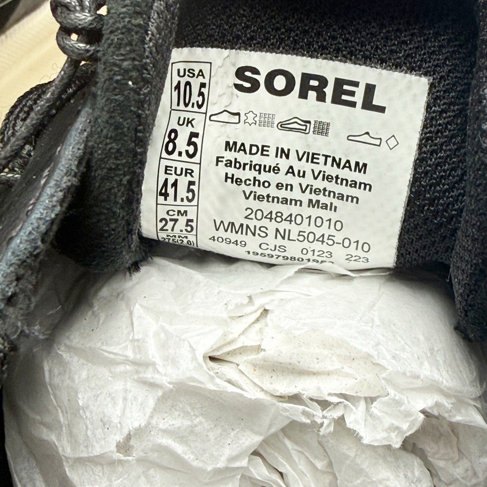Sorel Womens Ona 503 Everyday Low Sneakers US 10.5 Black Leather Waterproof NIB