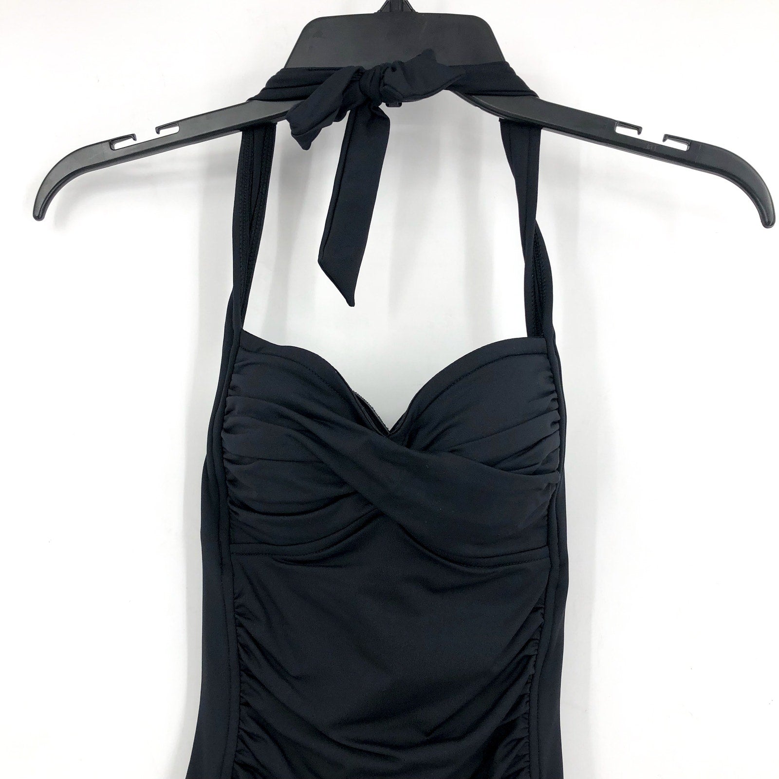 SEAFOLLY COLLECTIVE Women's Boyleg One Piece Swimsuit Size 10 Black Halter NWT