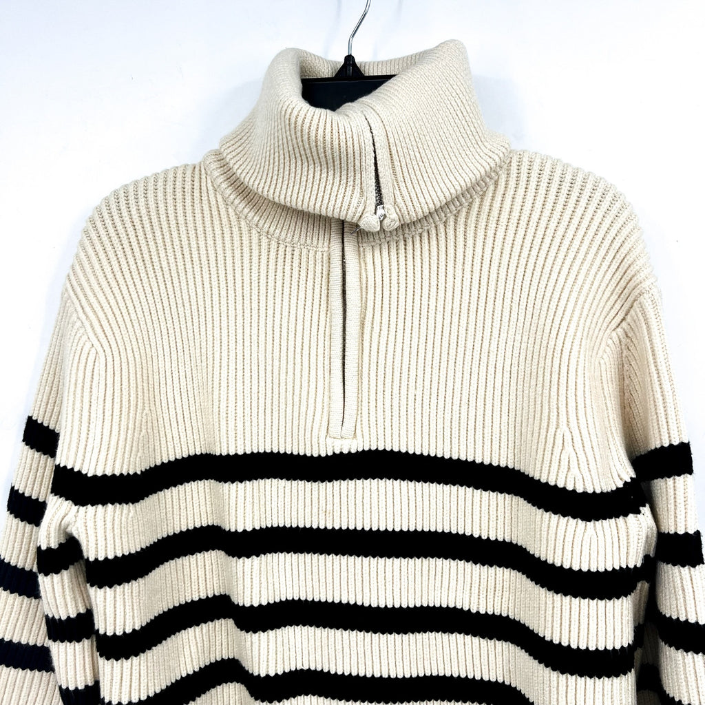 BLANKNYC Womens Turtleneck Striped Sweater XS Cream Black Peak Hour NWT