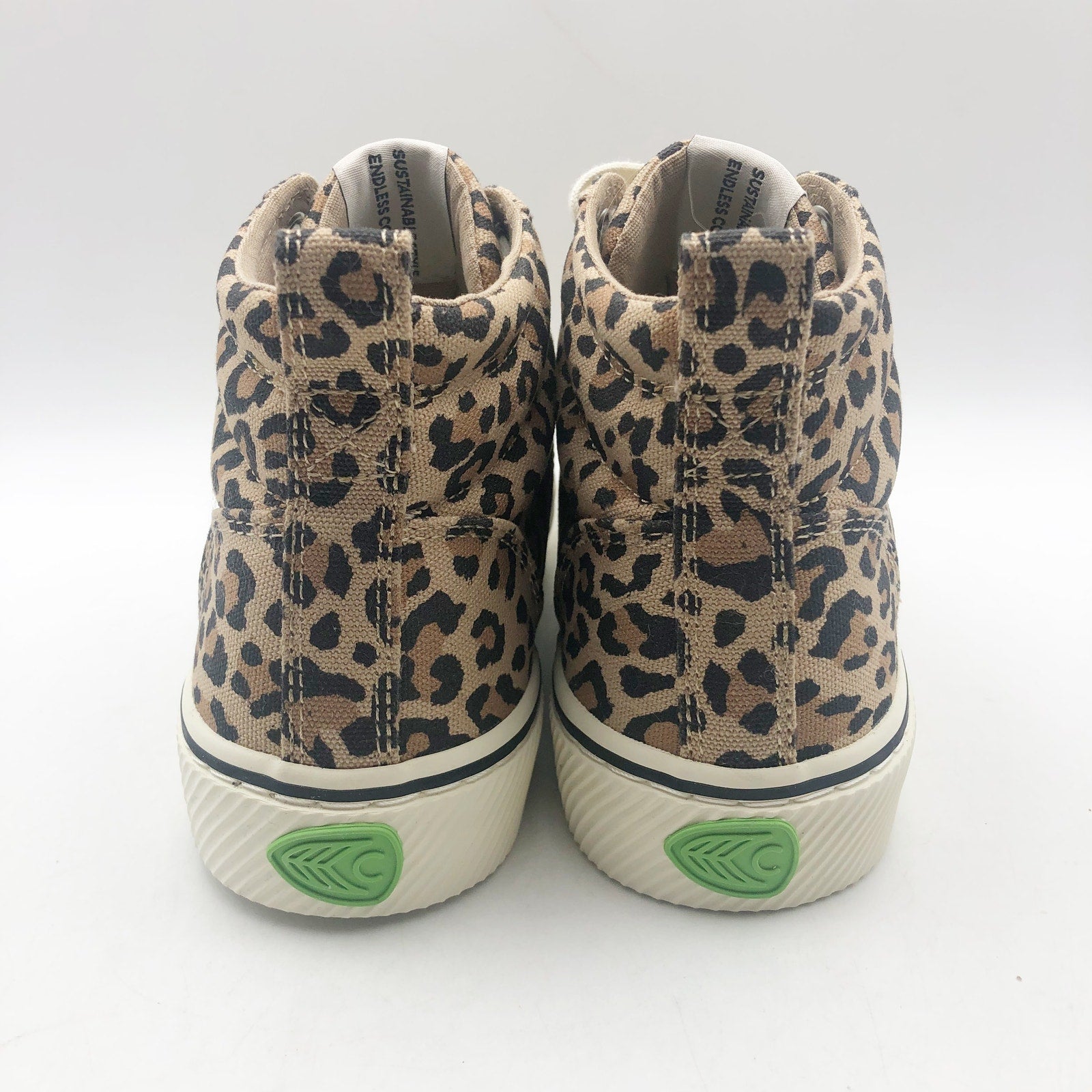 Cariuma Women's OCA High Stripe Sneaker Size 8.5 Tan Brown Leopard Canvas NIB