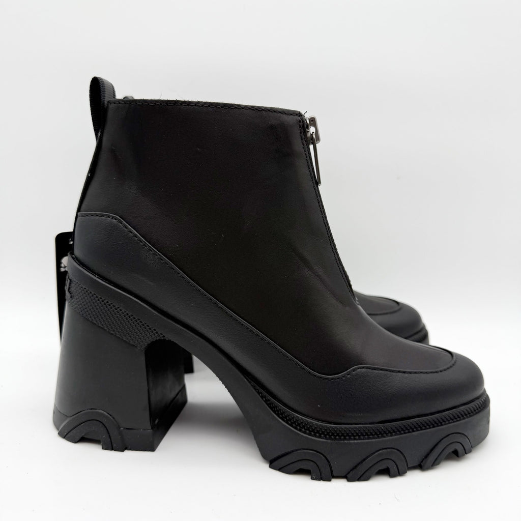 SOREL Womens Brex Booties US 8.5 EU 39.5 Black Leather Waterproof Heel Zip NIB
