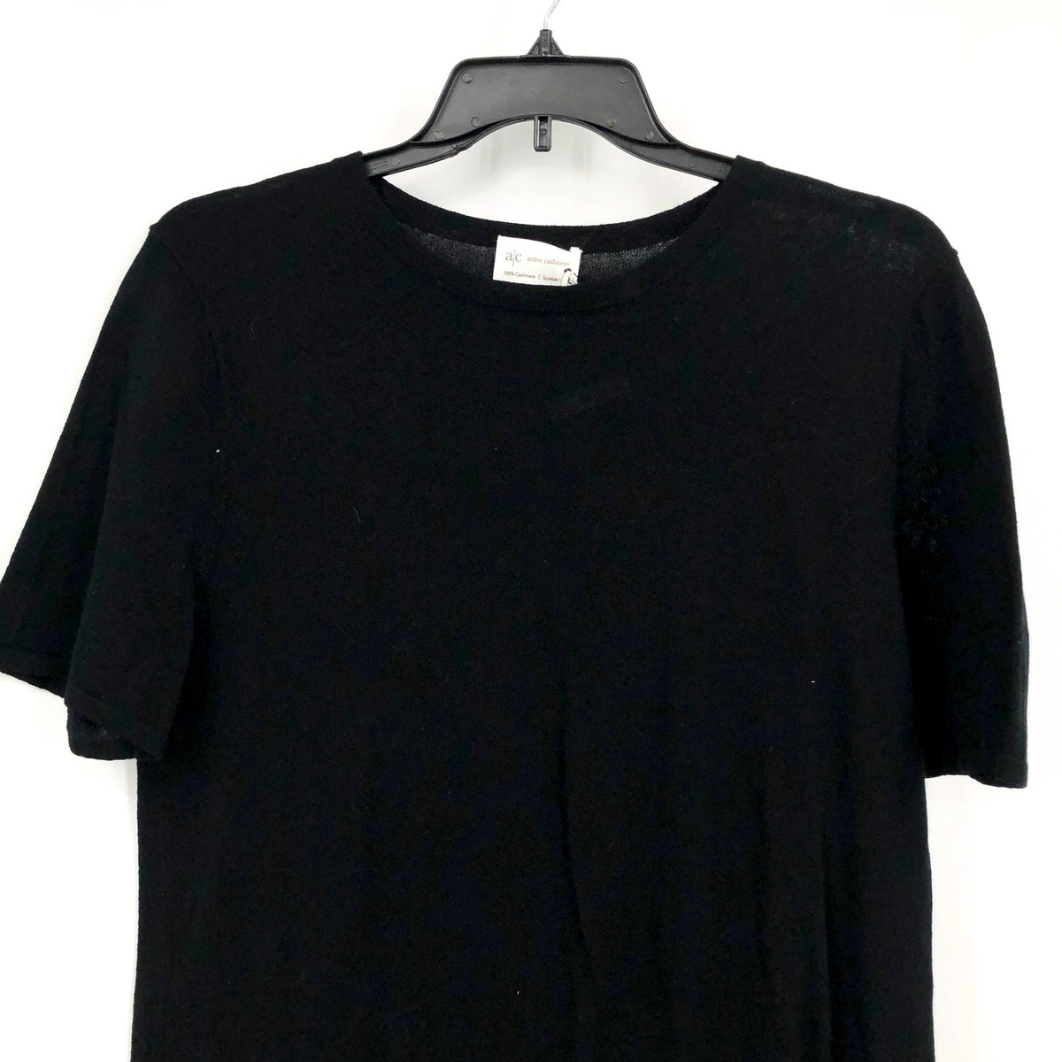 ACTIVE CASHMERE Women's T-Shirt Large Black 100% Cashmere Short Sleeve NWT