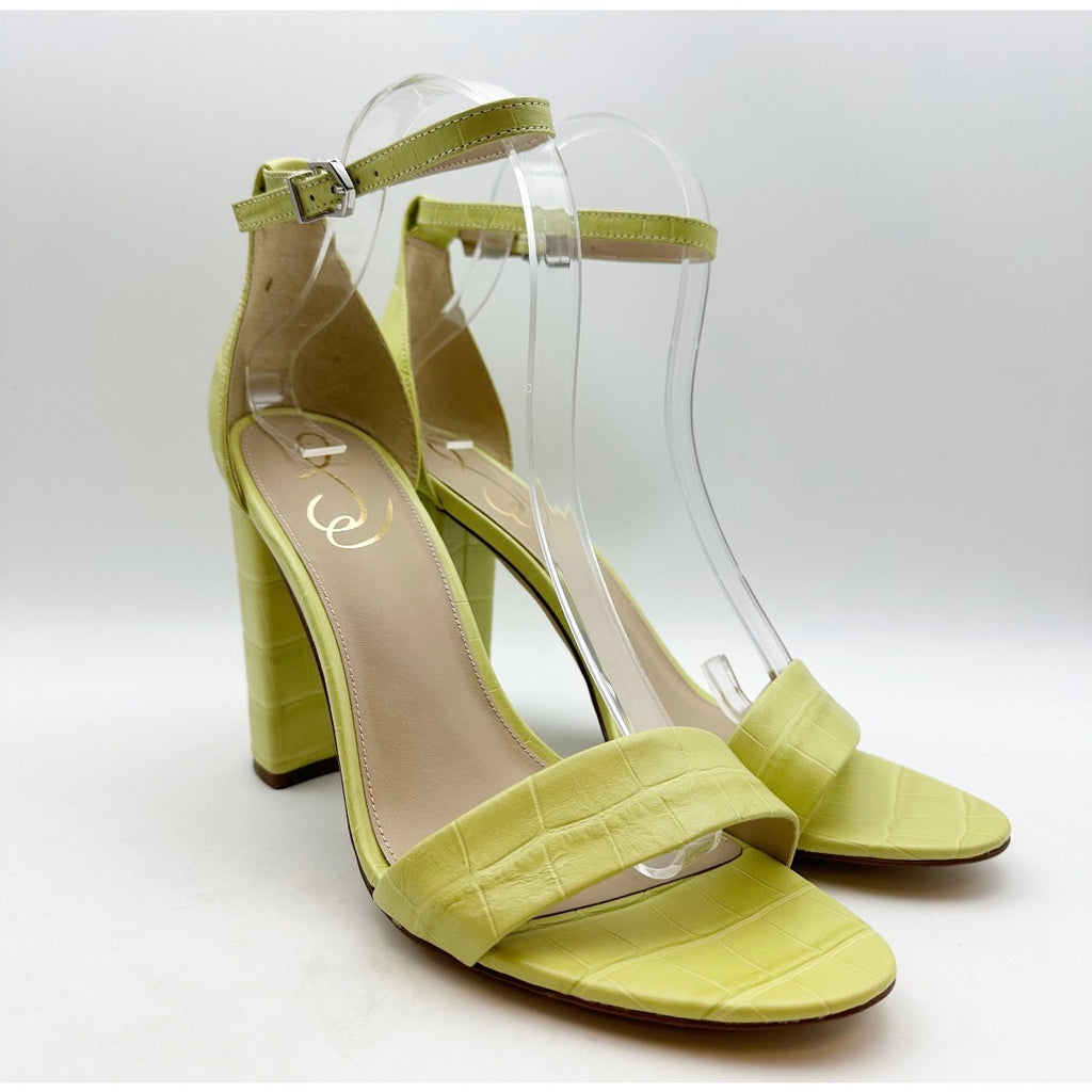 SAM EDELMAN Womens Yaro Dress Sandals Size 9.5M Kiwi Green Leather Heel NWOB