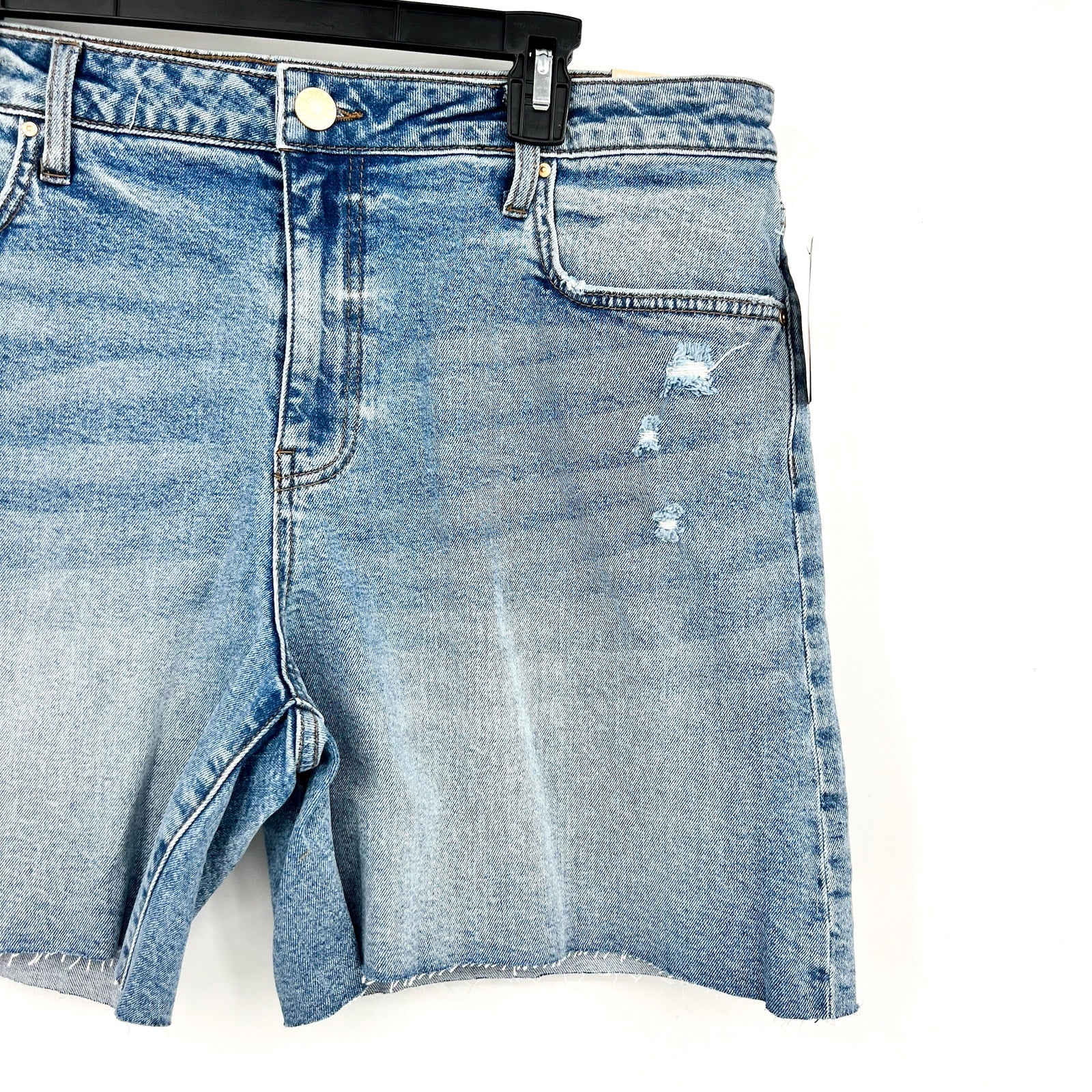 KUT FROM THE KLOTH Hailey Cut-off Denim Shorts Size 14 Focus Blue Jean NWT