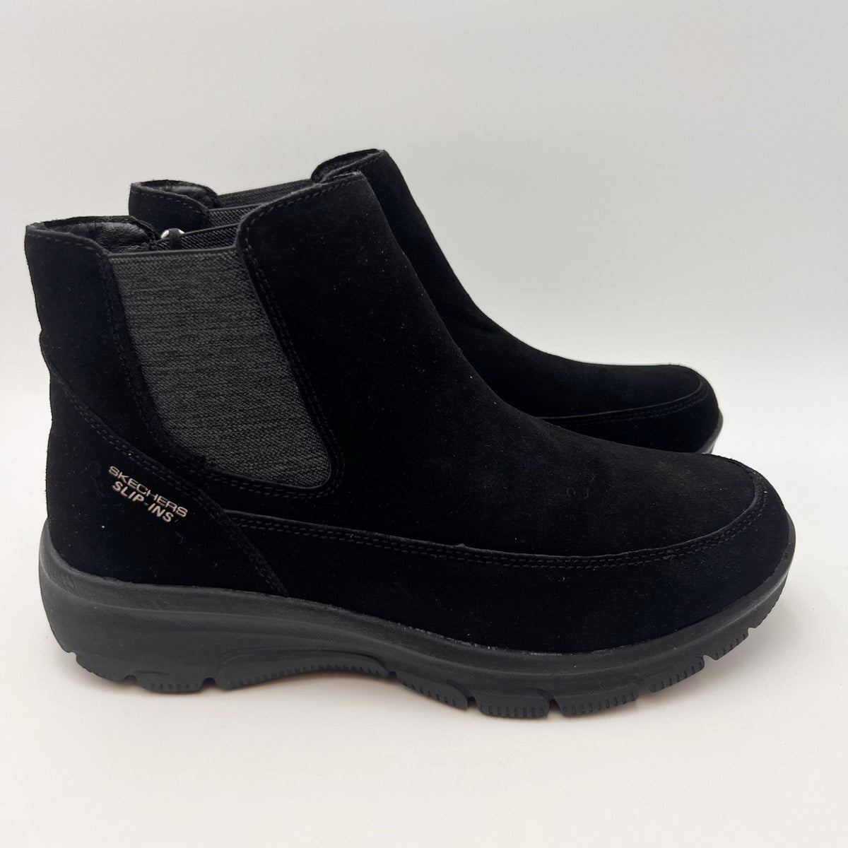 Skechers Womens Slip Ins Easy Going Icon Ankle Chelsea Boots Size 8.5 Black NIB