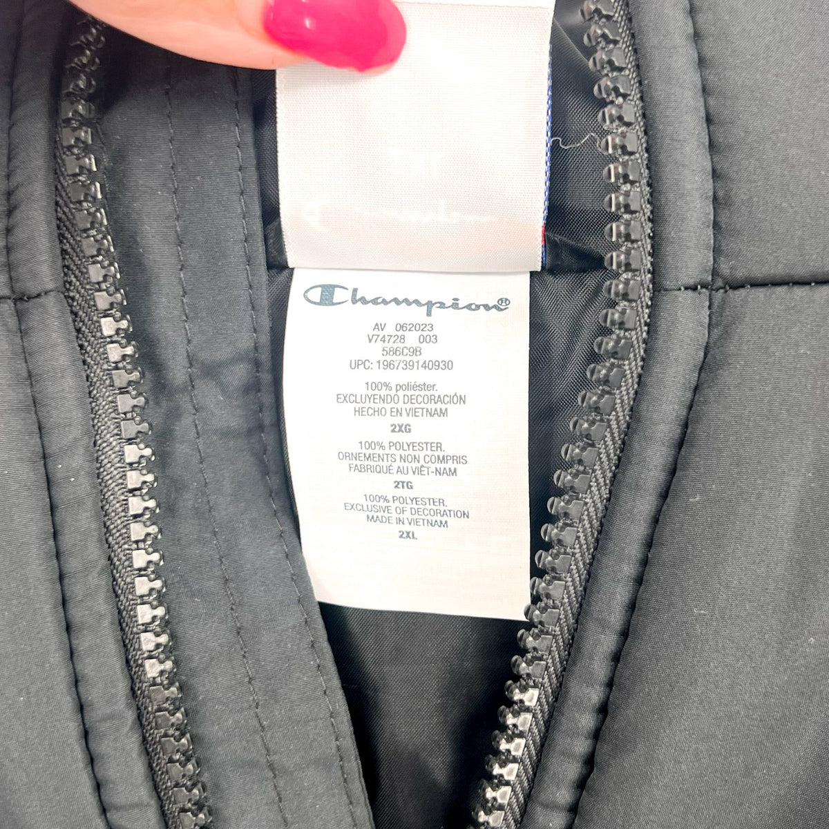 CHAMPION Men's Down Hooded Winter Jacket 2XL Plus Black Water Resistant NWT