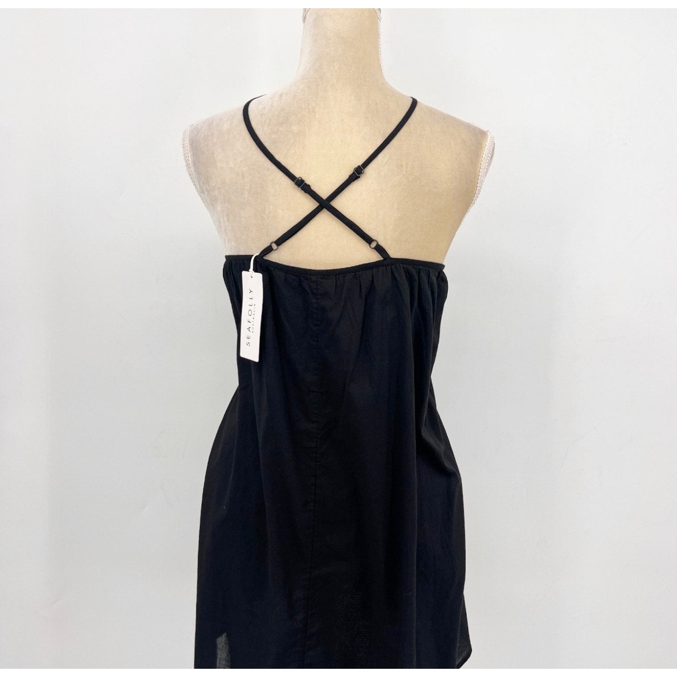 SEAFOLLY Womens Garden Party Fleur Halter Mini Dress Size US 6 Black A-Line NWT