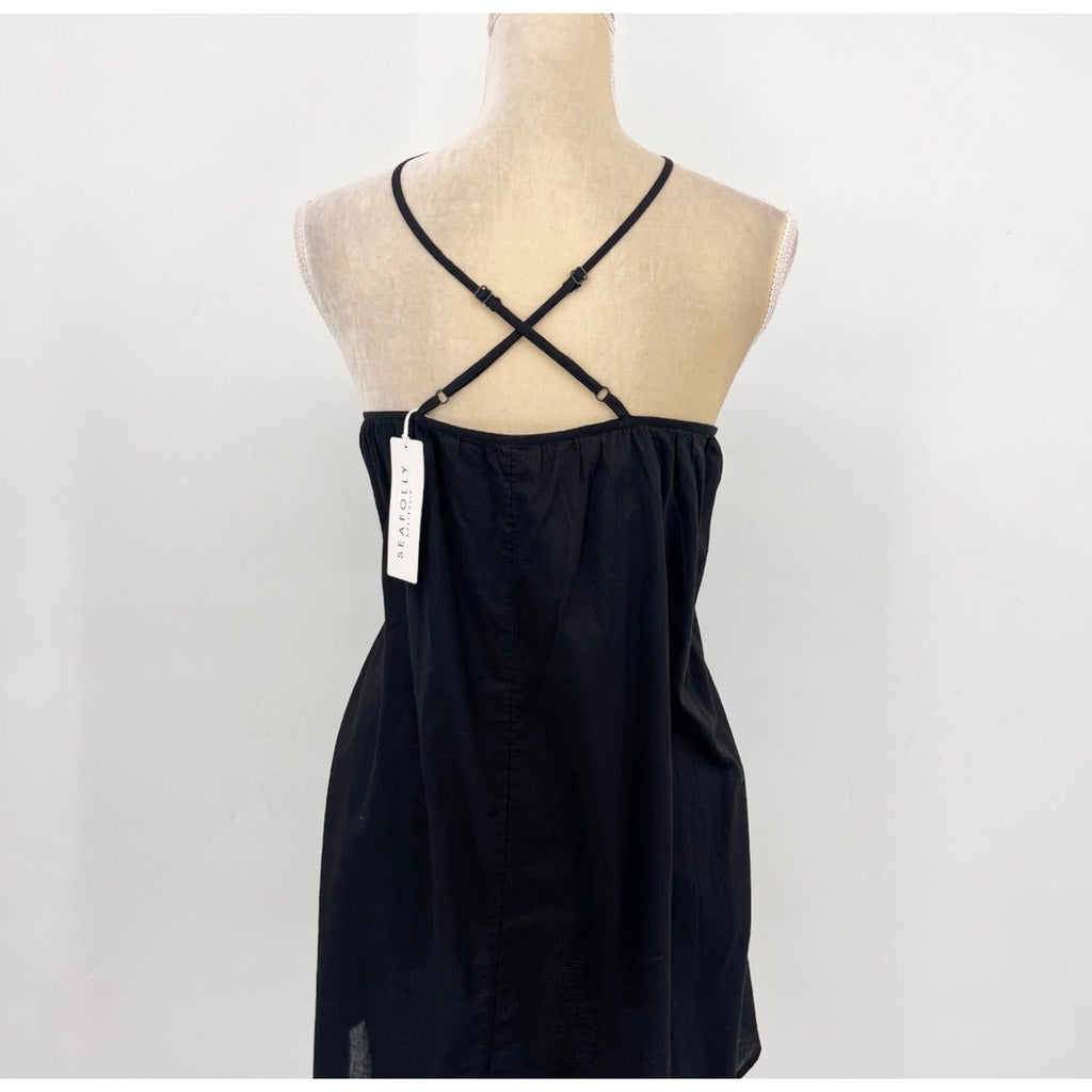 SEAFOLLY Womens Garden Party Fleur Halter Mini Dress Size US 6 Black A-Line NWT