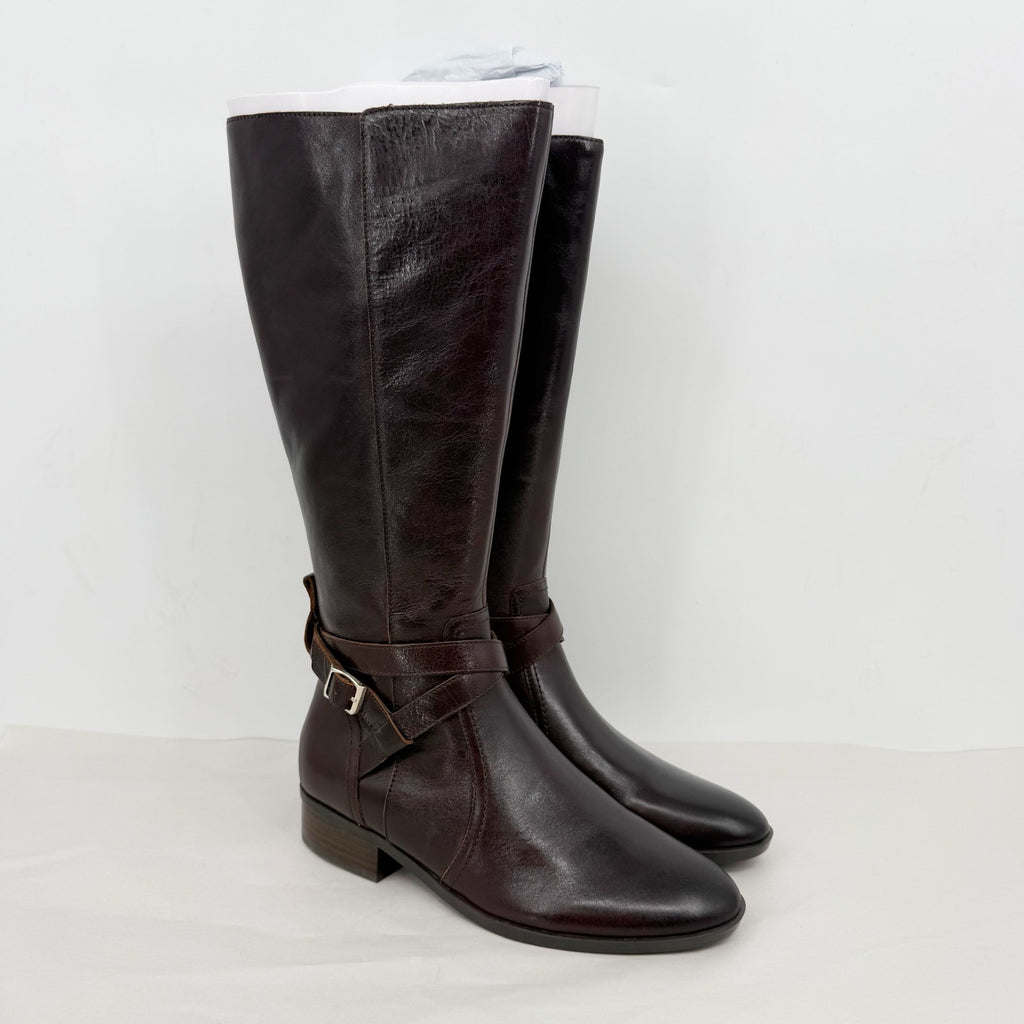 Naturalizer Womens Rena Knee High Boot 10 Wide Wide Calf Brown Leather NIB