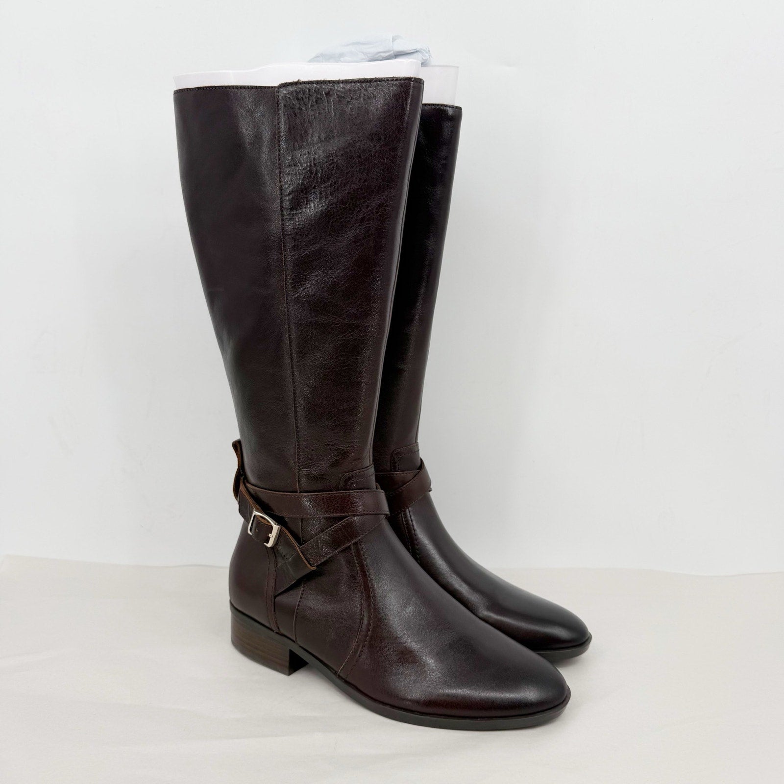 Naturalizer Womens Rena Knee High Boot 10 Wide Wide Calf Brown Leather NIB