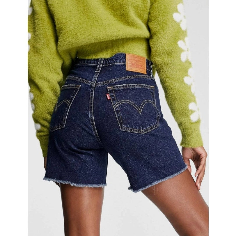 LEVIS Womens 501 Mid Thigh Long Jean Shorts Size 26 US 2/4 Blue 858330019 NWT