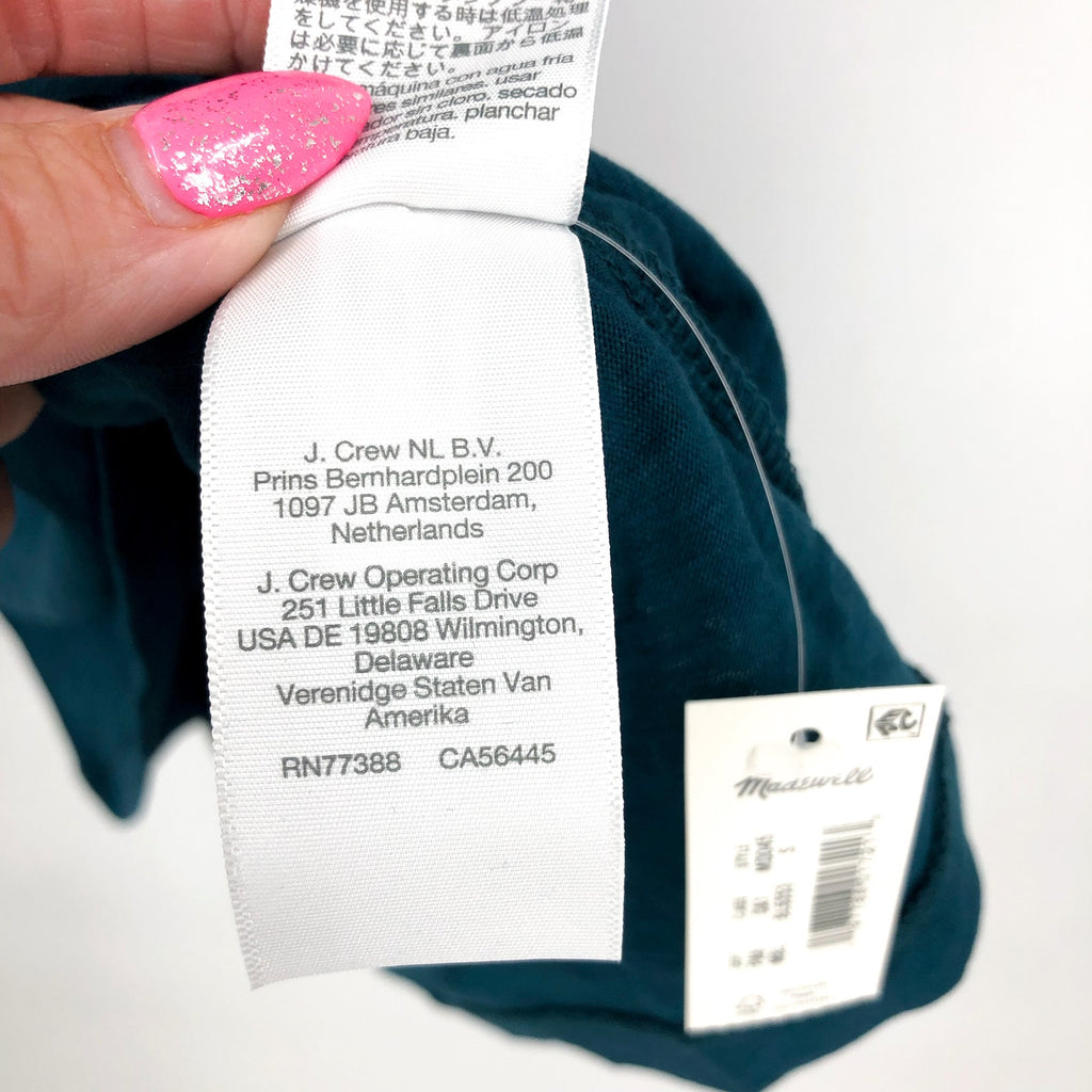 MADEWELL Women's Whisper Cotton V Neck Tank Top Small Mineral Blue NWT MD045