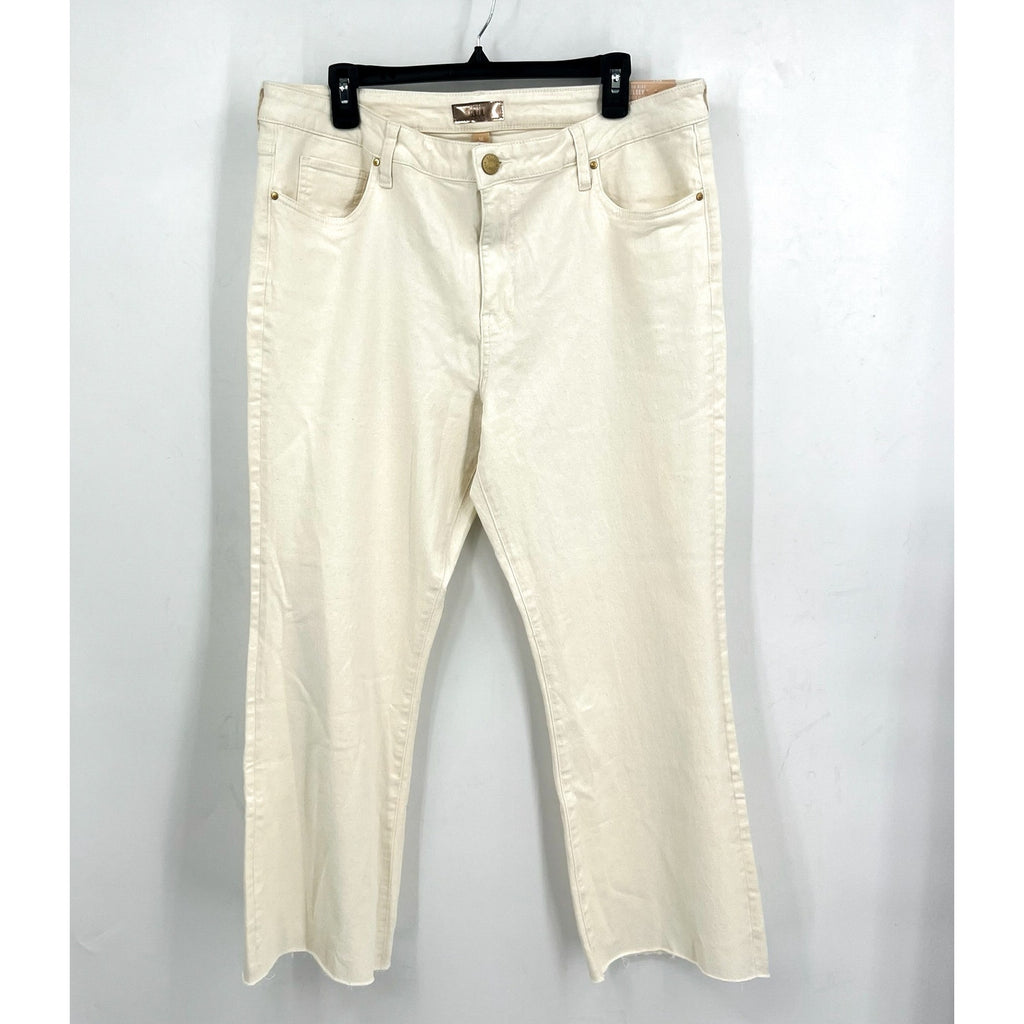 KUT FROM THE KLOTH Kelsey Ankle Flare Jeans Size US 16 Ecru Cream Denim NWT