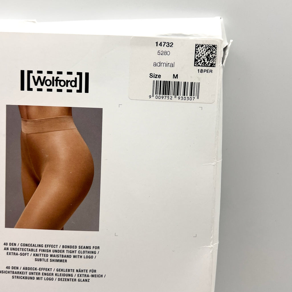 WOLFORD Women's Pure Shimmer 40 Concealer Tights Medium Admiral Flawless NWT
