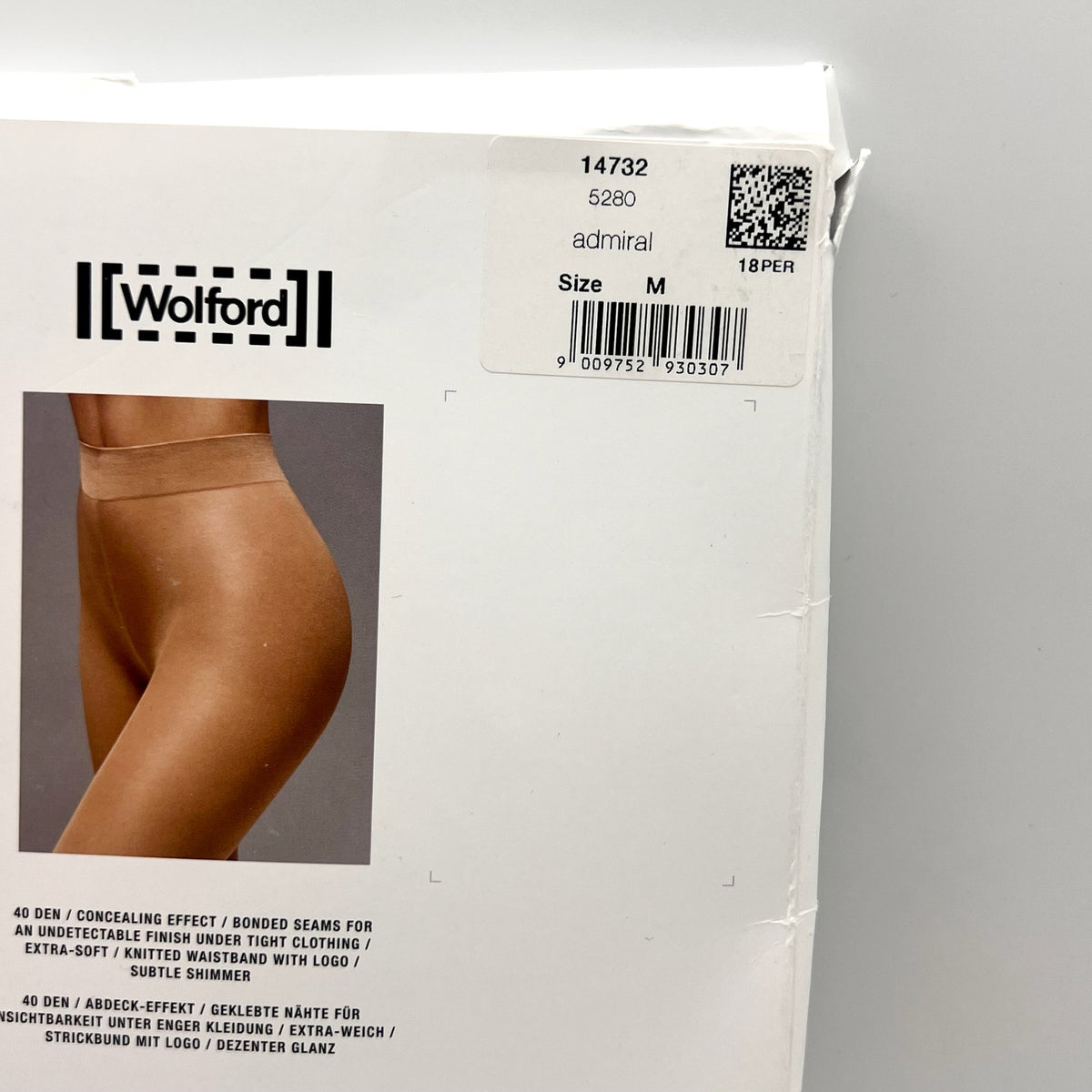 WOLFORD Women's Pure Shimmer 40 Concealer Tights Medium Admiral Flawless NWT