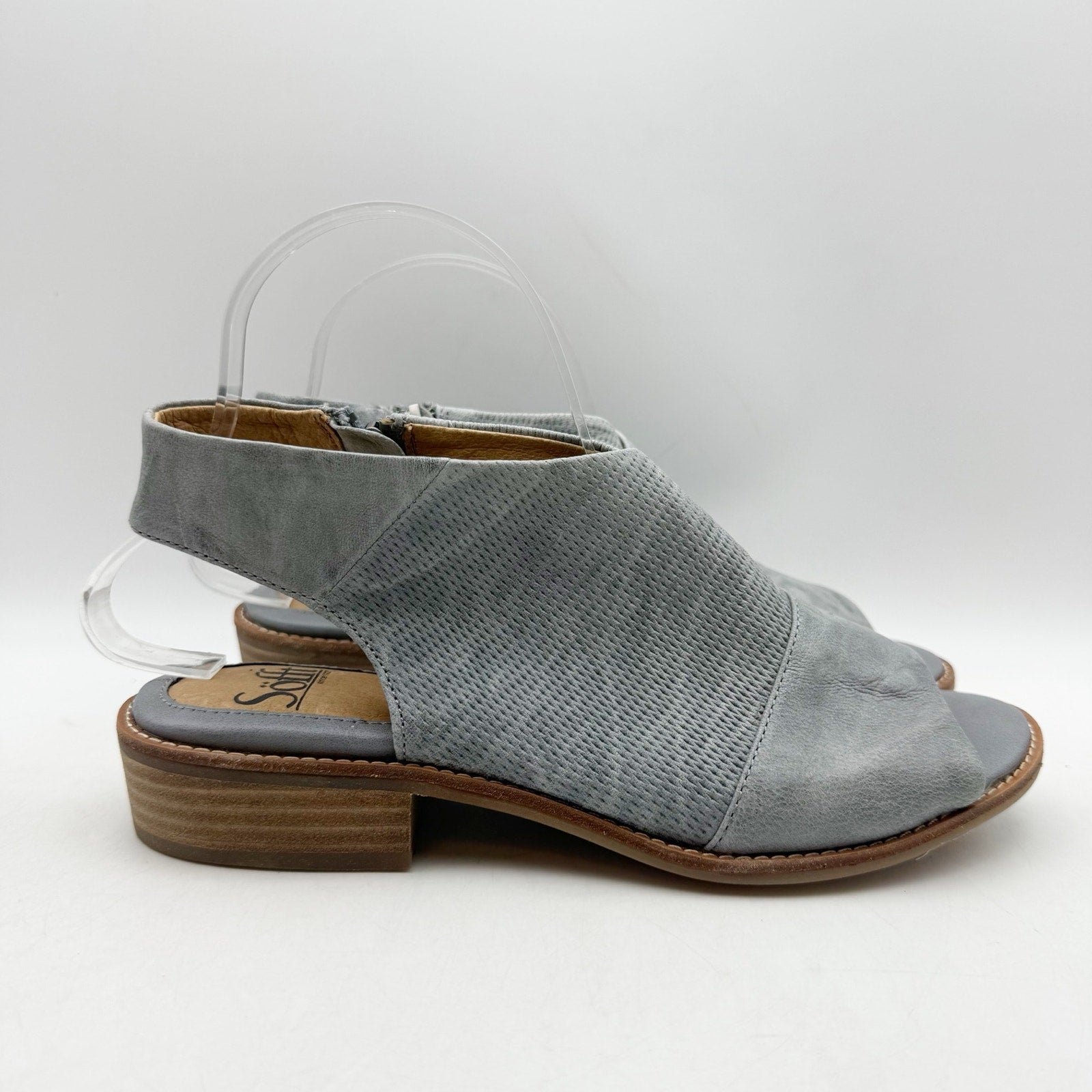 SOFFT Womens Natalia Heeled Sandals Size 7.5 M Grey Blue Suede NWOB