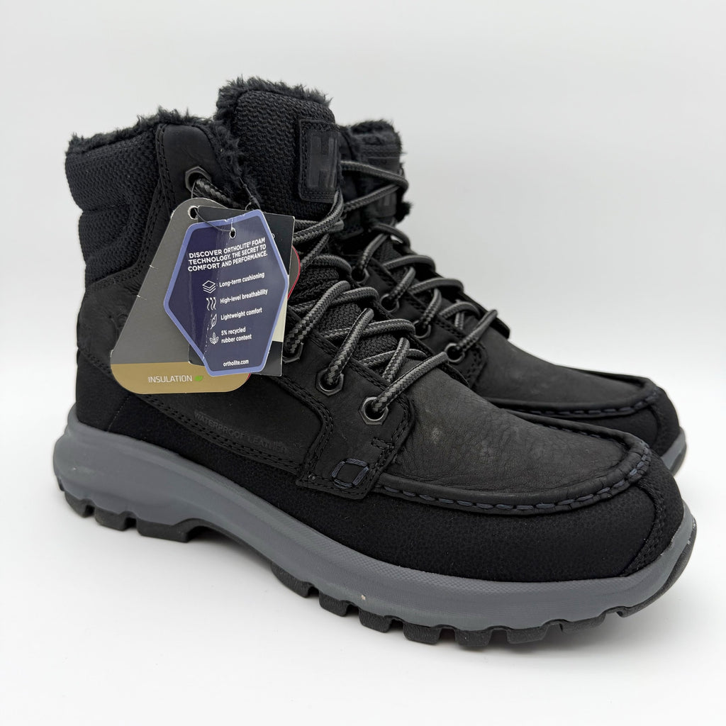Helly Hansen Mens Garibaldi V3 Winter Boots US 9 Black Leather WP Insulated NWOB