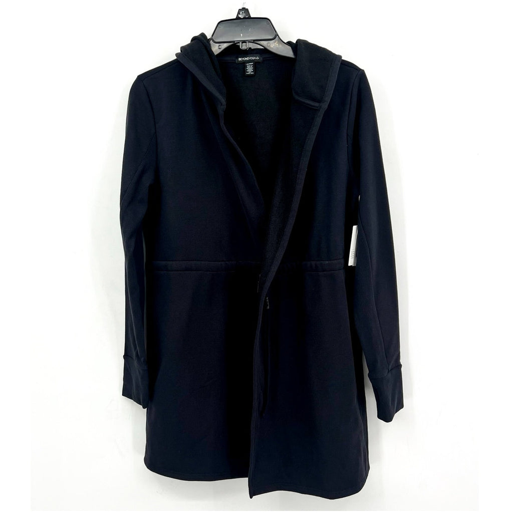 BEYOND YOGA Women's LuxeFleece Hooded Jacket Size XS Black Long Sleeve NWT