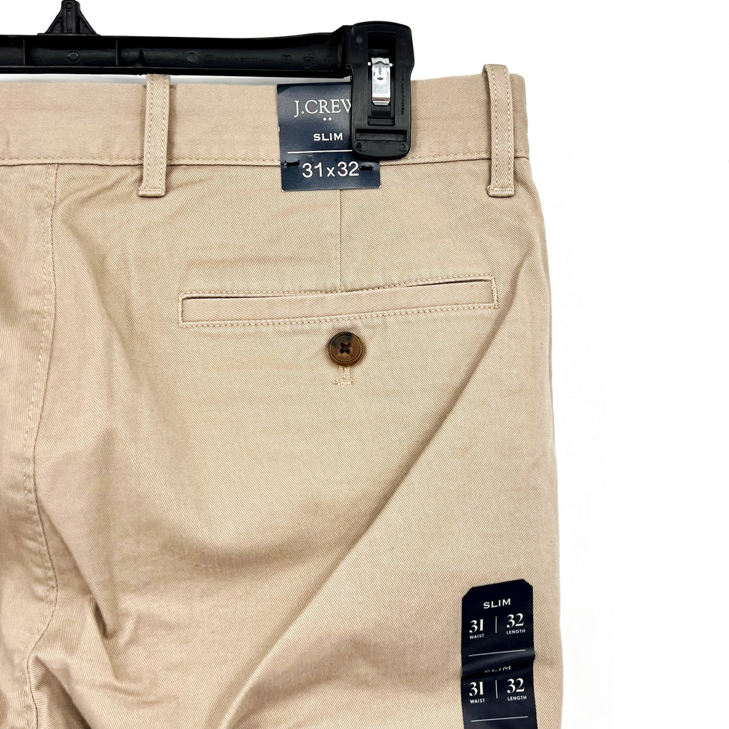 J.CREW Men's Slim-Fit Flex Chino Pants 31x32 Khaki Stretch Flat Front H3167 NWT