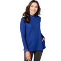 LOGO LORI GOLDSTEIN Metallic Waffle Knit Top Small Blue Sodalite Mock Neck NWOT