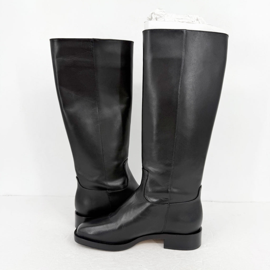 Larroudé Womens Anne Knee High Boots US 7.5 EU 38.5 Black Napa Leather NIB