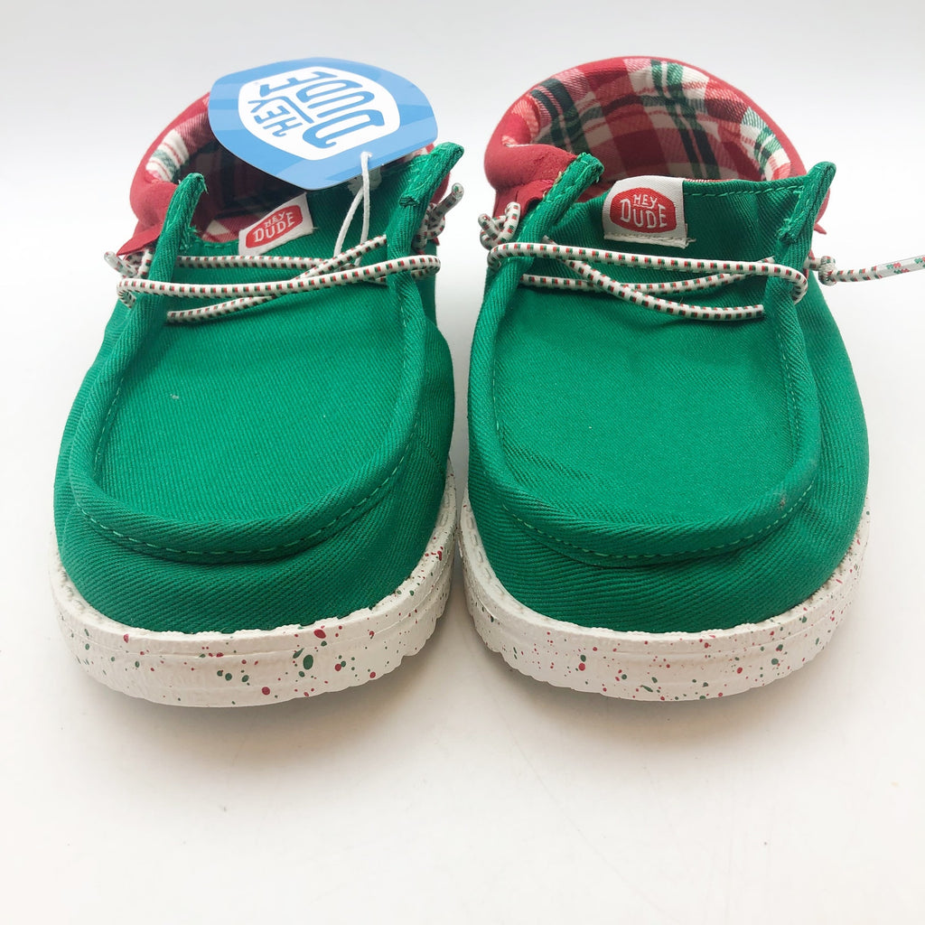 Hey Dude Kids Wally Holiday Elf Slip-On Casual Shoes 5 YOUTH Green Red NWOB