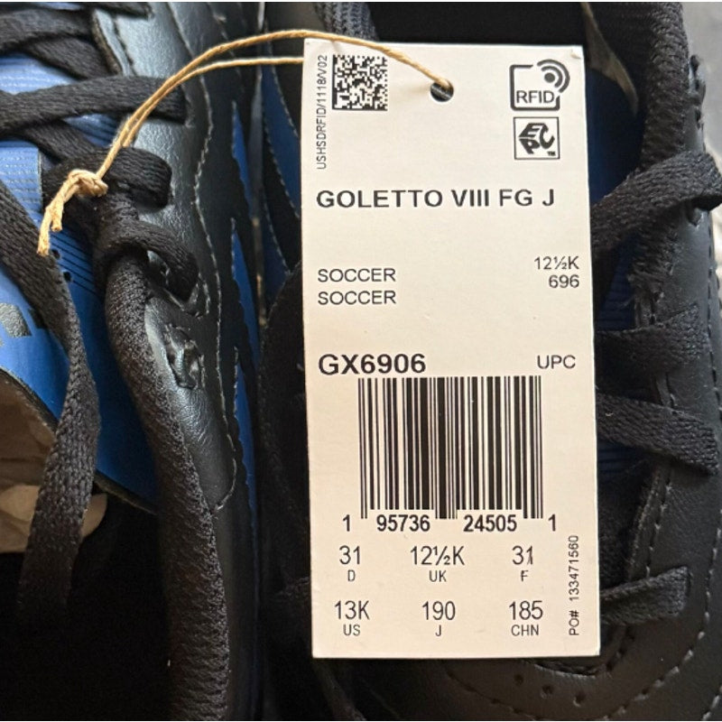 Adidas Youth Goletto VIII Firm Ground Soccer Cleats Size 13 K Black Blue NWOB