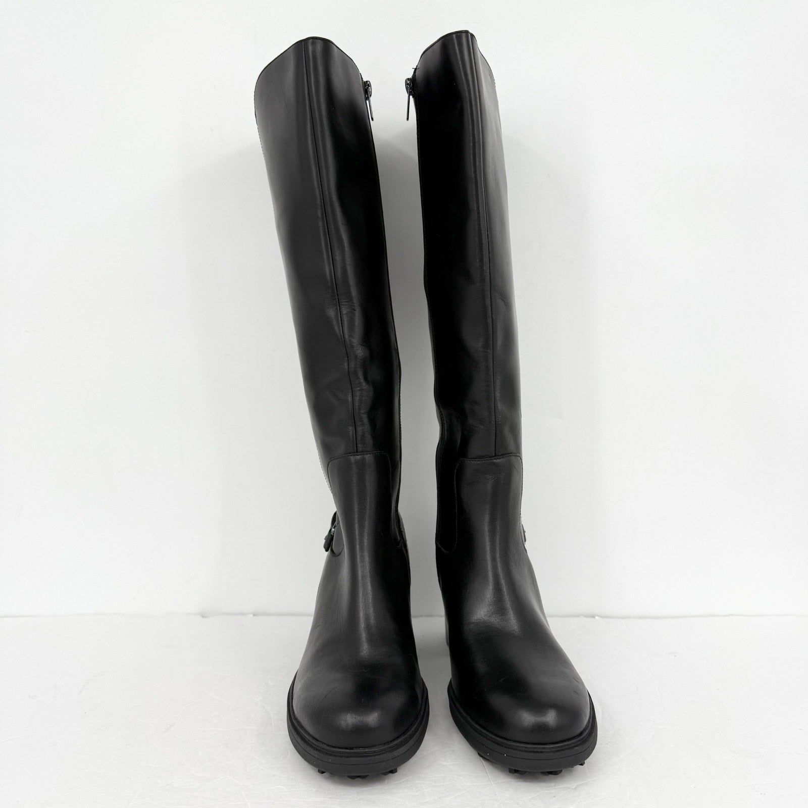 Vionic Womens Trabuco Knee High Boots US 9.5 Wide Black Leather Waterproof NWOB