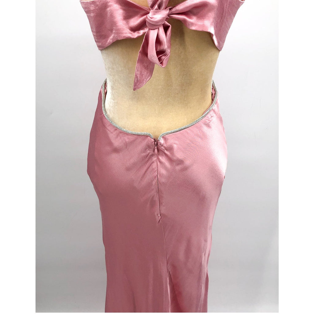 BARDOT Womens Rome Diamonte Slip Dress US Size 8 Blush Pink Open Back V NWT