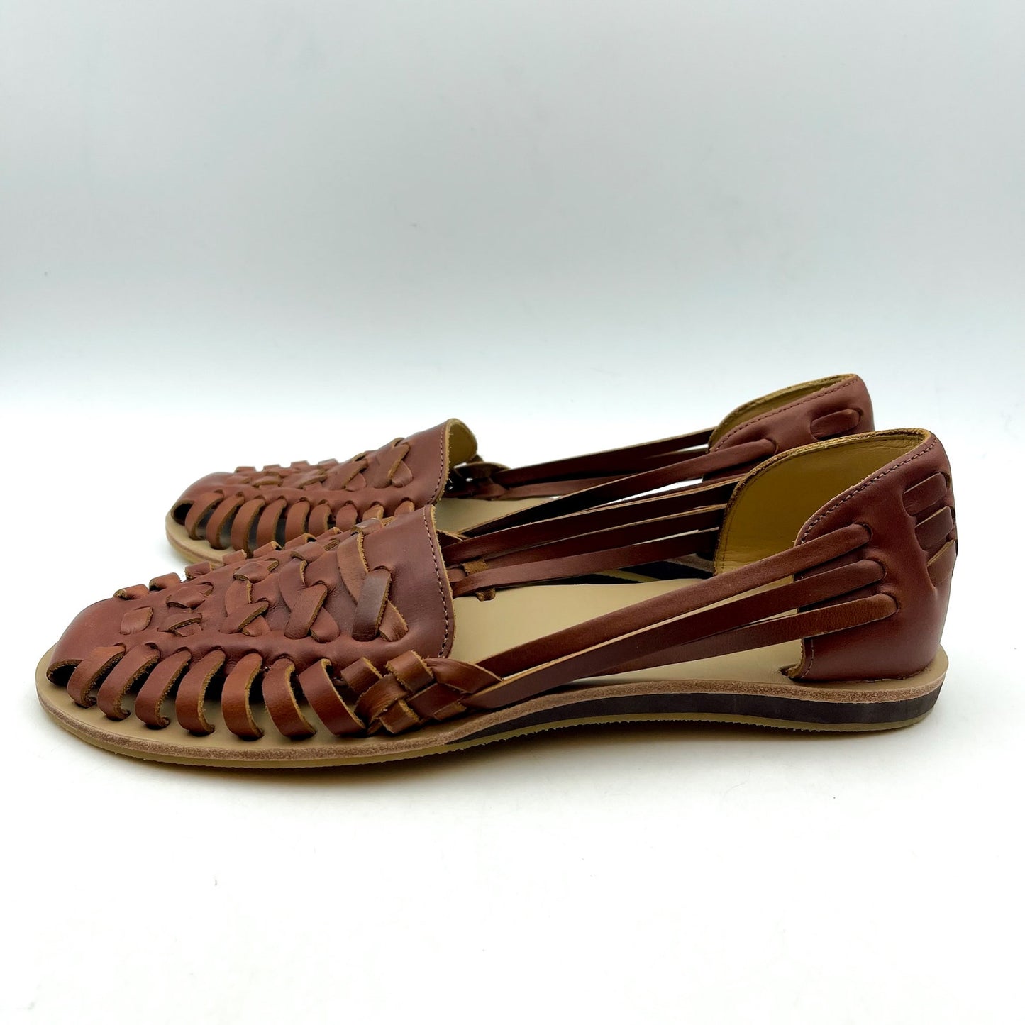 NISOLO Mens Huarache Water Resistant Sandals US 8.5 Brandy Leather NWOB