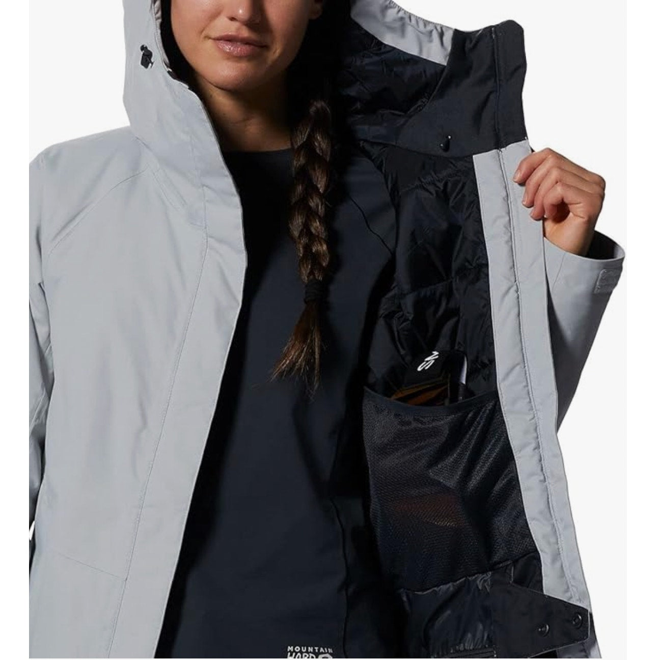 Mountain Hardware Womens Firefall 2 Winter Jacket Small Grey Zip Hood NWOT