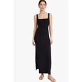 L*SPACE Women's Mara Cutout Maxi Dress Medium Black Square Neck NWT